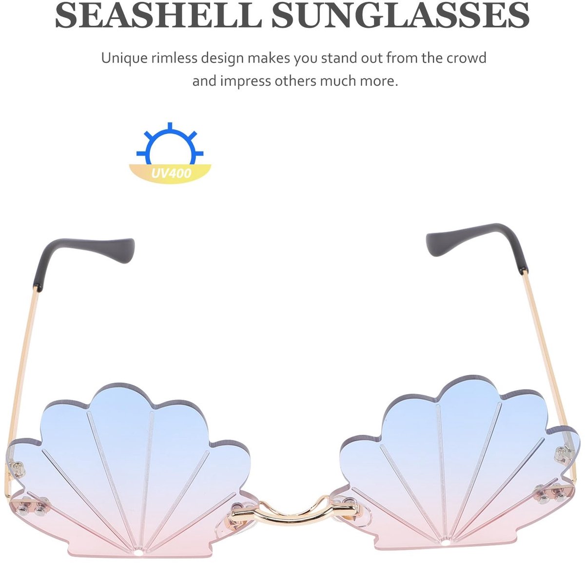 Dailygoods- Zonnebril Schelpvormig - Grappige Zonnebril - Zonnebril Dames - Zonnebril Voor Feestjes - Zonnebril Voor Vakantie - Blauw/Roze - Uniek Design - Fashion Zonnebril