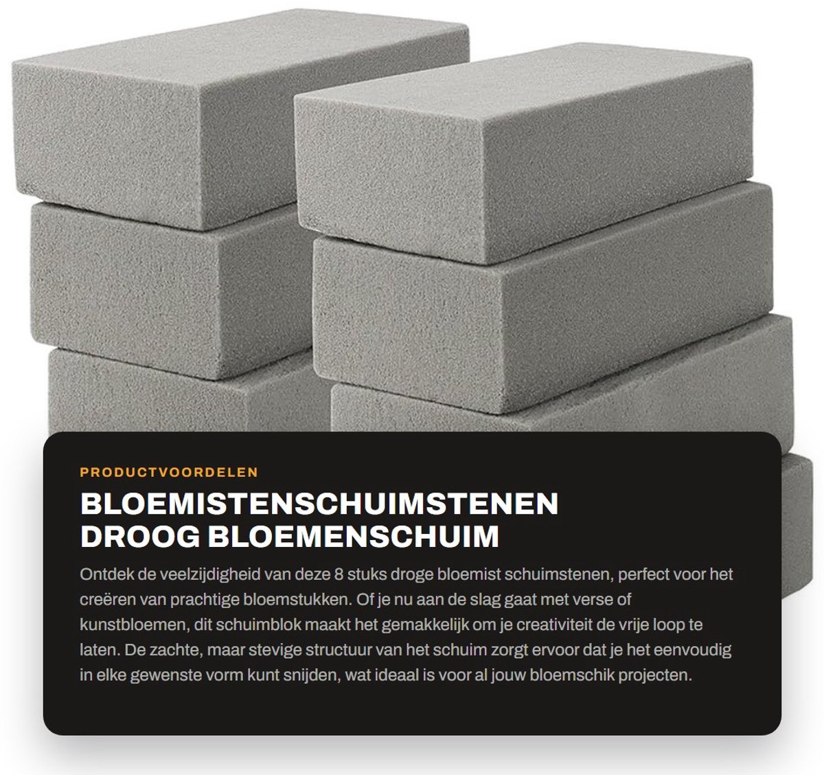 Dailygoods- Bloemist Schuimstenen 8 Stuks - Droog Bloemistenschuim - Bloemen Schuimblokken - Kunstmatige Bloemschikking - Ambachtelijke Benodigdheden - Eenvoudig te Snijden - Bloemenschuim