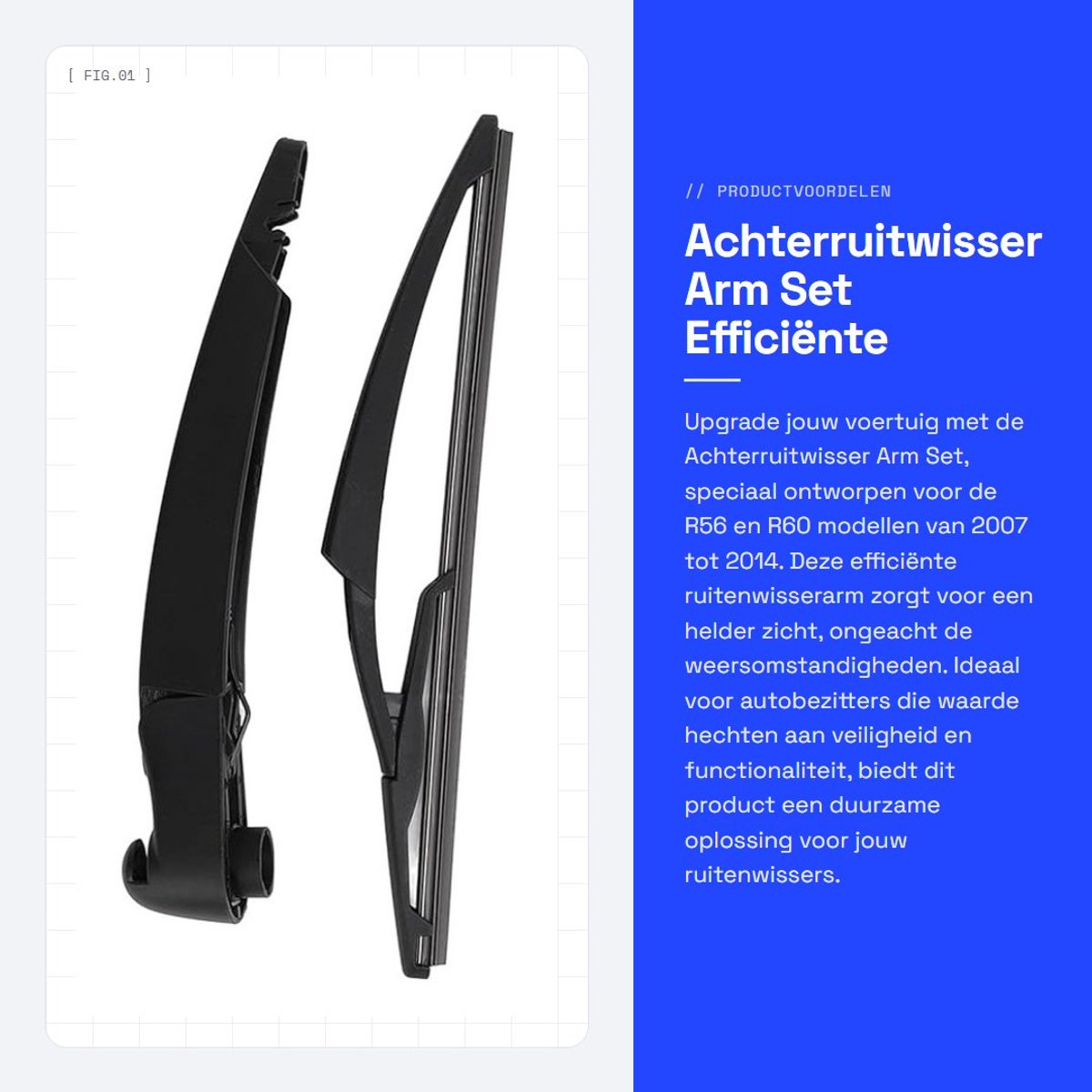 Dailygoods- Achterruitwisserarm Eenvoudig te Installeren - Ruitenwisserarm - Set - R56/R60 2007-2014 - Hoogwaardige Service - Gebruiksvriendelijk - Ruitenwisser