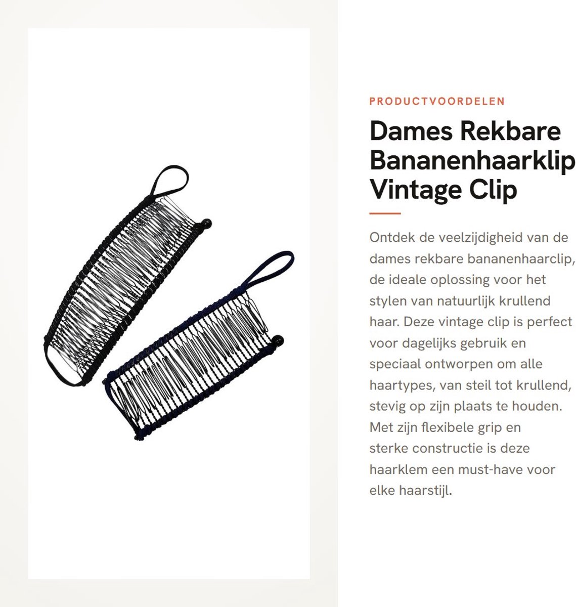 Dailygoods- Bananenhaarclip - 2 Stuks - Rekbaar - Vintage Paardenstaarthouder - Geschikt voor Alle Haartypes - Flexibele Grip - Haarklem