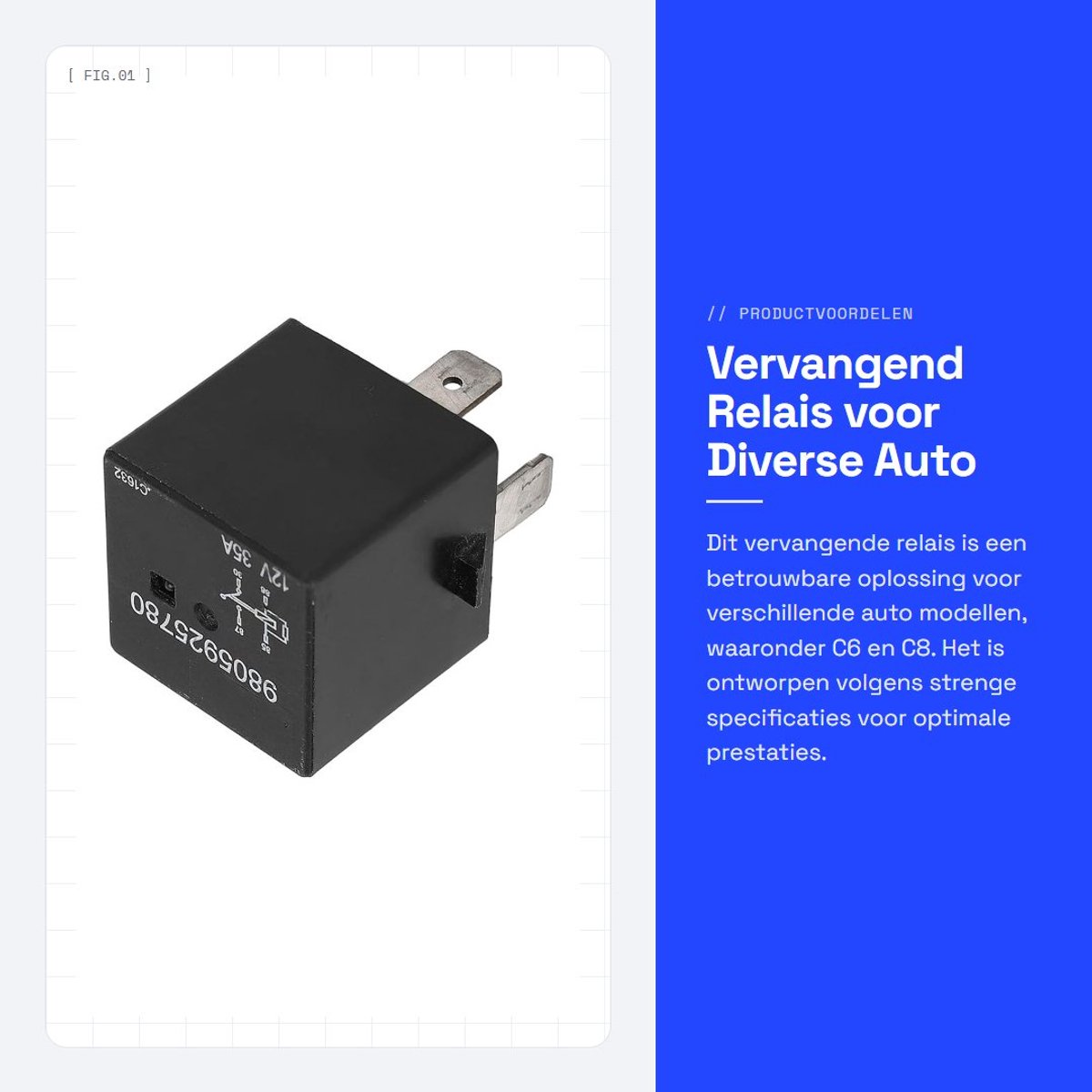 Dailygoods- Relais 9805925780 Vervanging voor C6/C8 - Vervanging voor 406/307/407/607 - Duurzaam gebruik - Betrouwbaar - Heavy Duty - Optimale prestaties - Veiligheidsrelais
