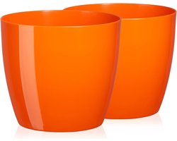 Bloempot Set - Sierpotten Rond - Planten Binnen - Waterdicht Geen Gaten - Diameter 28cm - Oranje