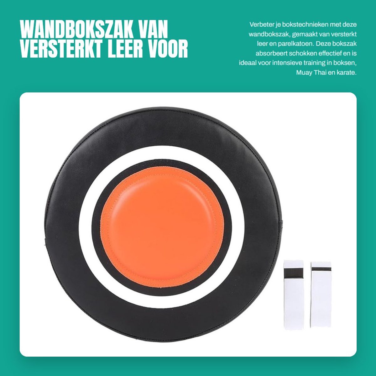 Dailygoods- Wandbokszak - Verdikt Leer - Katoen met Plakstrips - Flexibele Installatiehoogte - Bufferbescherming - Geschikt voor Boks/Muay Thai - Bokszak