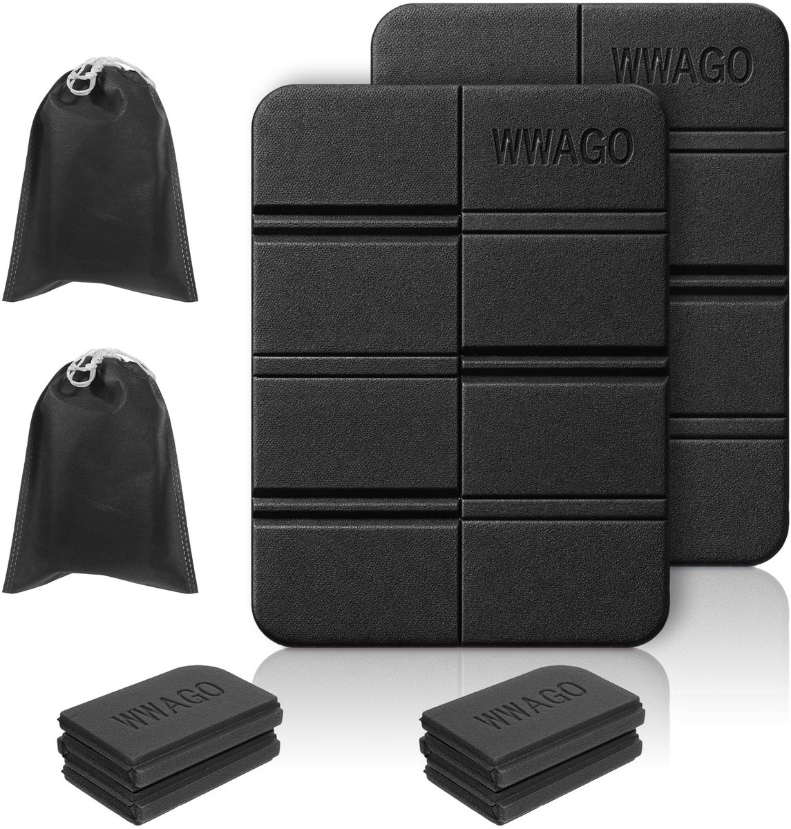Dailygoods- Zitmat Opvouwbaar - 2 Stuks Zwart - Waterdicht Campingkussen - Thermisch Geïsoleerd - Draagbaar - Afmetingen 38x28x0.65cm