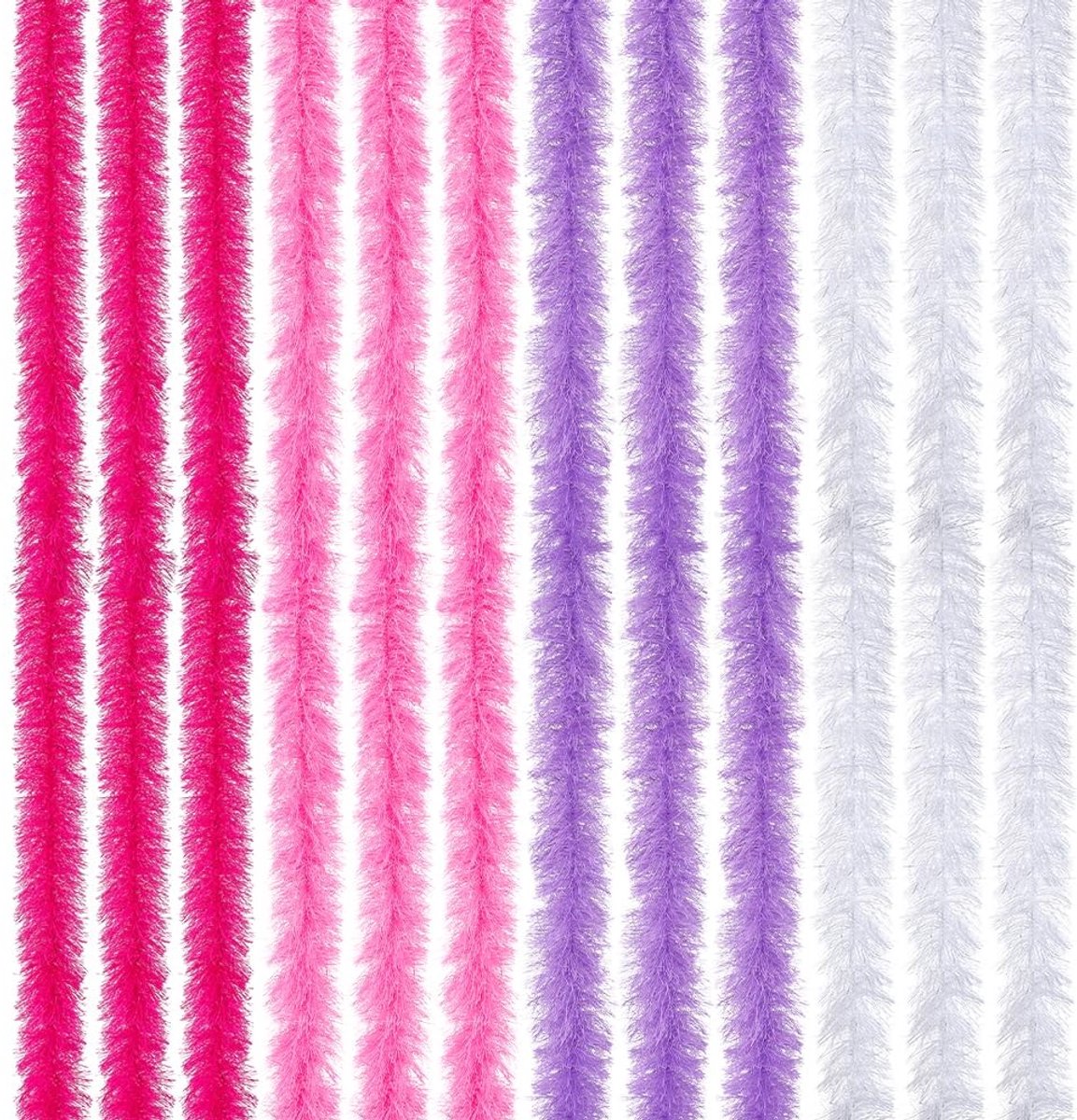 Dailygoods- Veren Boa 12 Stuks - Kunstmatige Veren - Decoratieve Accessoires - Polyester - 4 Kleuren - Voor Bruiloft/Kostuum - Decoratieboa