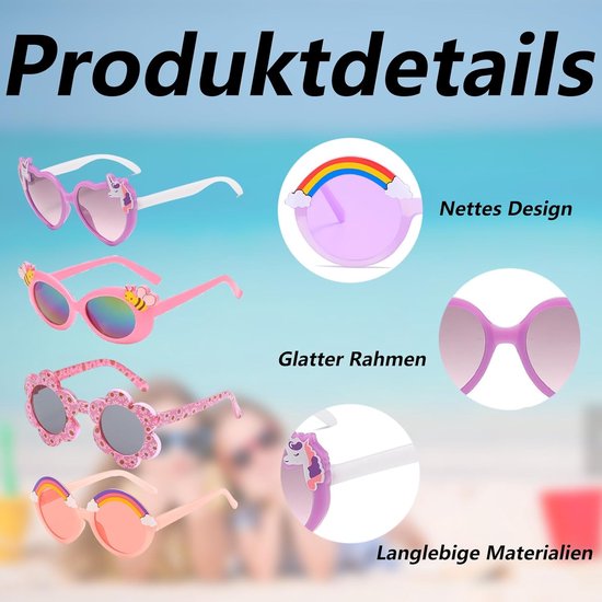 Kinderzonnebril 3 jaar - Pack 4 stuks lichte robuuste UV-bescherming voor dagelijks gebruik outdoor activiteiten van Merkloos — afbeelding 4