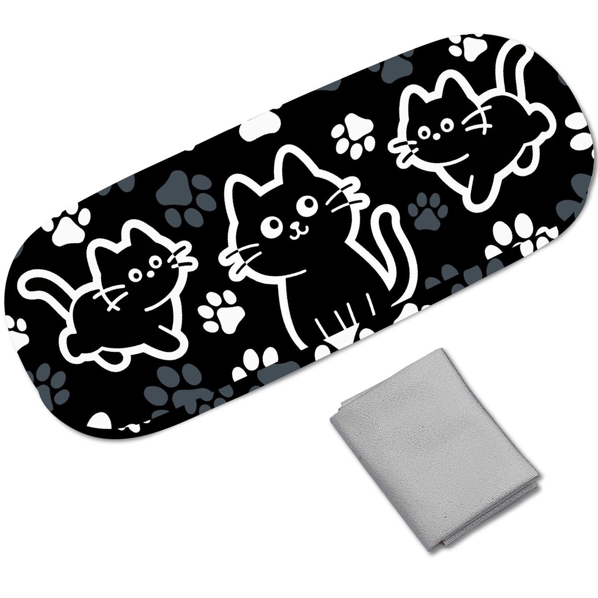 Dailygoods - Lederen Brillenkoker met Harde Schaal - Kattenbril Zwart