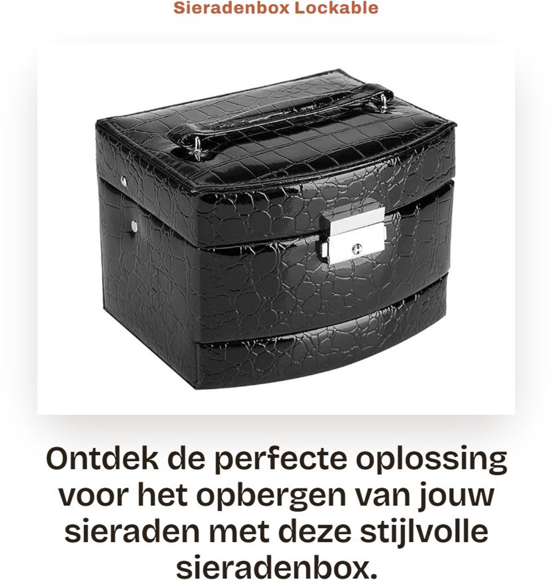 Dailygoods- Sieradenkistje 3 Laden - Juwelenkistje - Afsluitbaar met Sleutel - Spiegelaccessoires - PU Materiaal - 15x13x12 cm - Juwelendoos