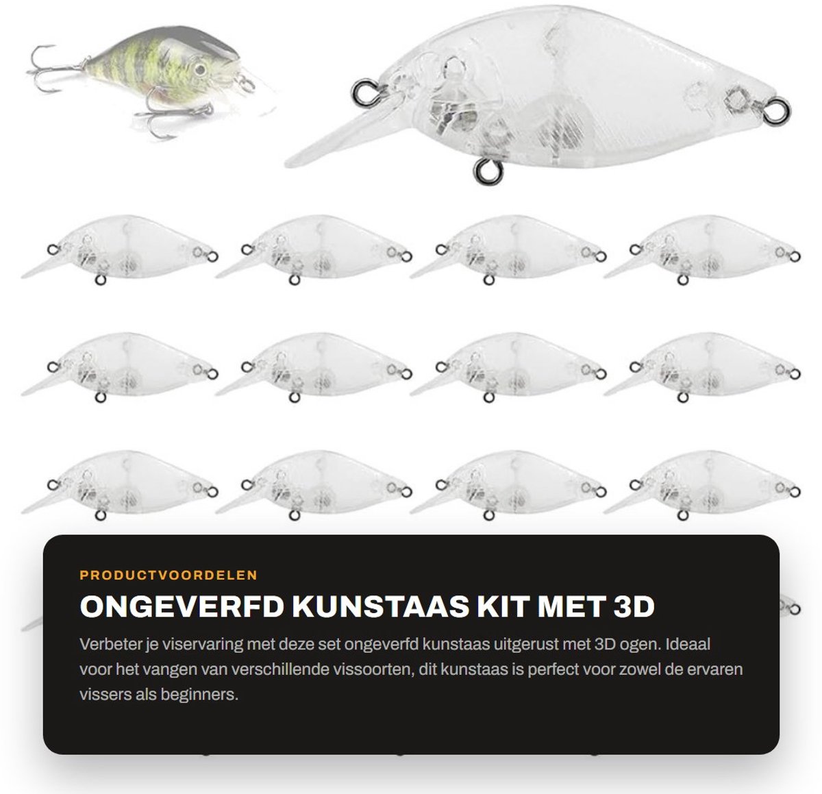 Dailygoods- Visspaties Set 20 Stuks - Ongeverfd Kunstaas - Drijvende Aas - DIY Swimbait - 6,5 cm / 7 g - 3D Ogen