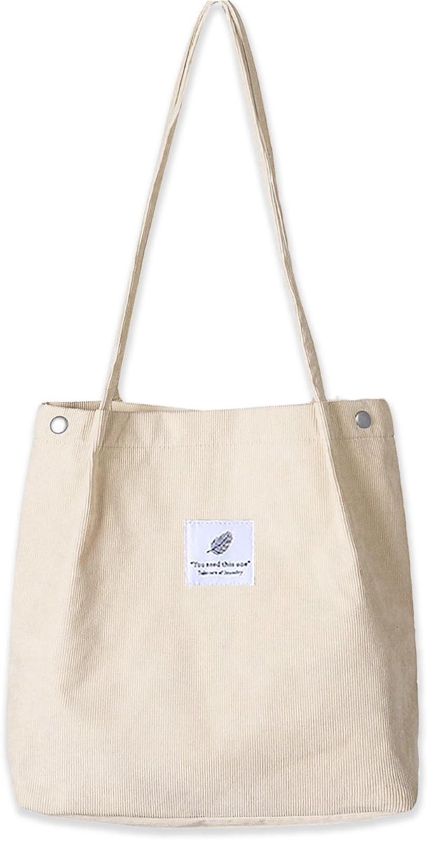 Dailygoods- Schoudertas grote capaciteit - Corduroy boodschappentas - Crossbodytas - Shopper - Strandtas - Handtas - Hoogwaardig materiaal