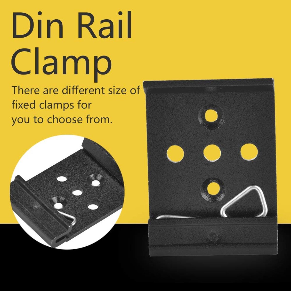 Dailygoods - DIN-rail Vaste Clip - Aluminium Klem - 35mm - Mat Zwart - Relaismontage Klem - Geschikt voor Schroefklemmen - 5 gaats model
