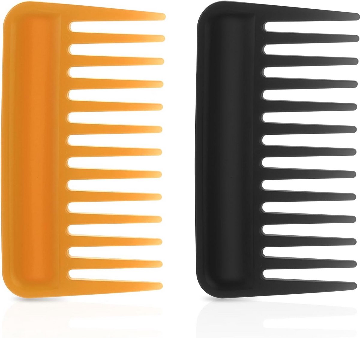 Kam Set - Haarkam Krul - Haar Ontklitten - Brede Tanden - 2 Stuks - Geel Zwart