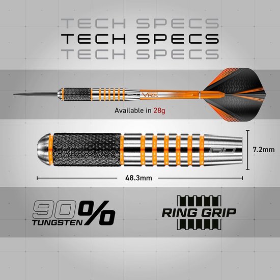 Tungsten Steeltip Pijlen - Professionele Set - Darts Spelen - 90% Wolfraam Kwaliteit - 28 Gram - Zwart Oranje — afbeelding 4
