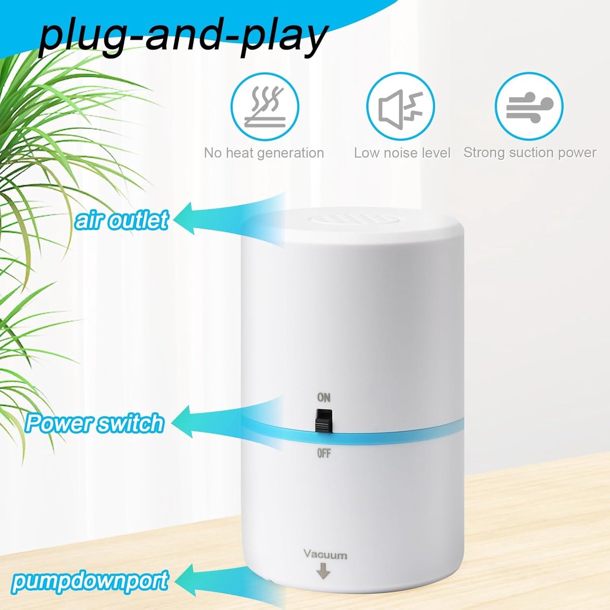 Elektrische Vacuümpomp - Luchtpomp Compressor - Ruimte Besparen - Krachtig Efficiënt - 35W - Wit