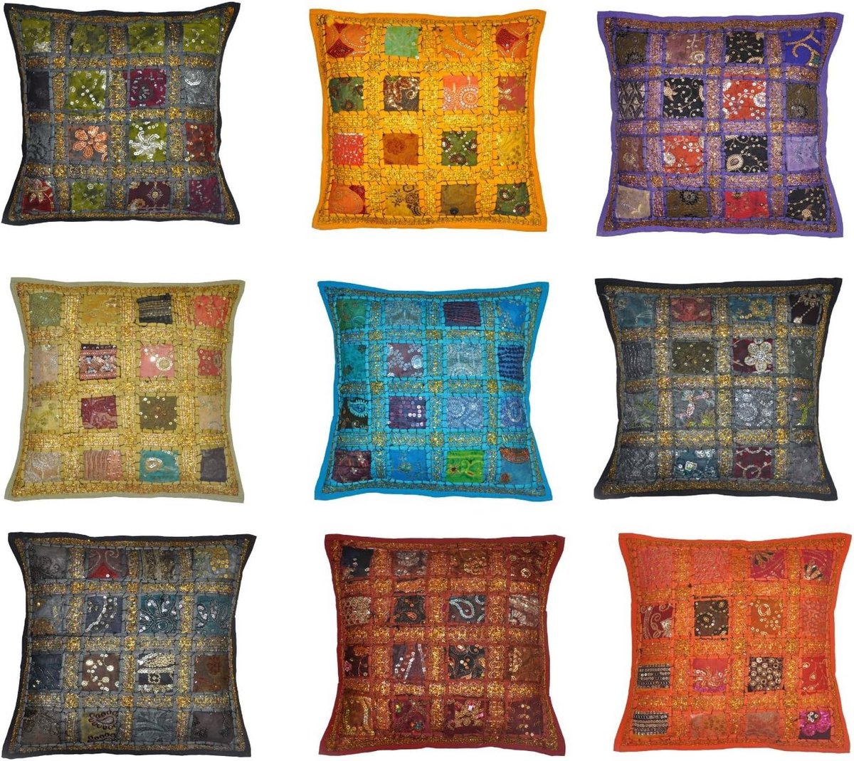 Kussenhoezen Set - Decoratieve Kussens - Woonkamer Decoratie - Handgemaakt Patchwork - 10 Stuks 40x40cm - Multicolor