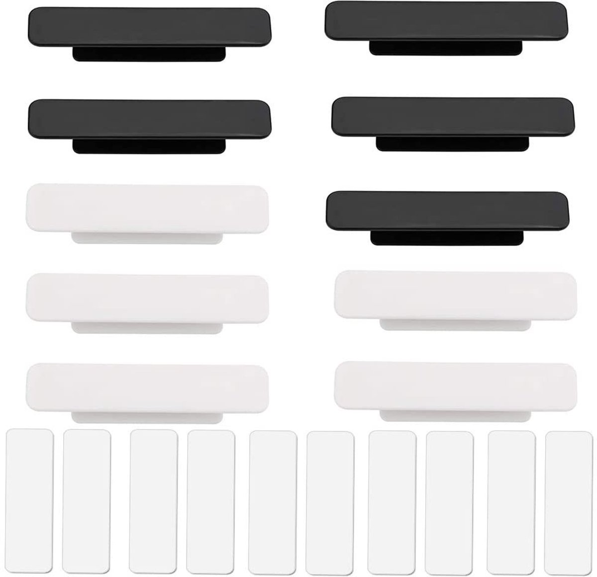 Dailygoods- Handgrepen Zelfklevend 10 Stuks - Zwart/Wit - 110mm