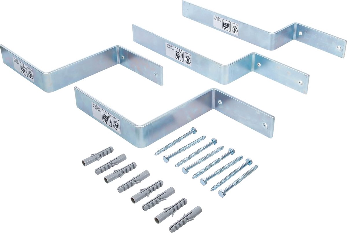 Wandhaken Set - Opberghaken - Tuinmeubelen Opbergen - Stevig Staal - 4 Stuks - Zilverkleur