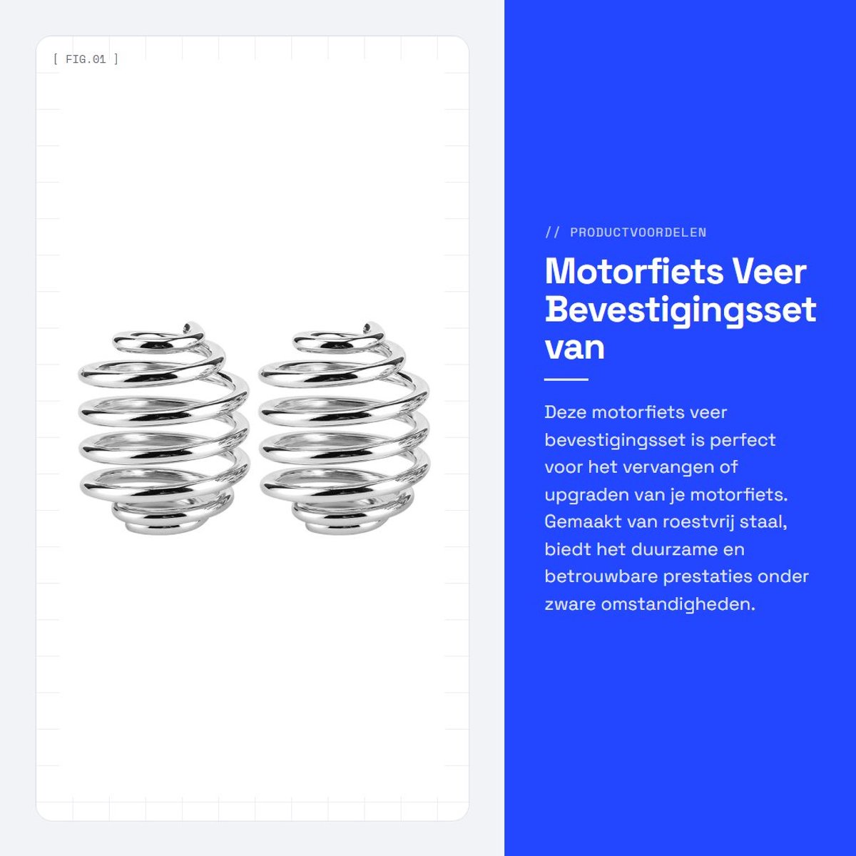 Dailygoods- Motorcycle Spring - Roestvrij Staal - Zadelzittingveer - Geschikt voor Bobber/Chopper - 2 Stuks - Nieuw - Zadelveer