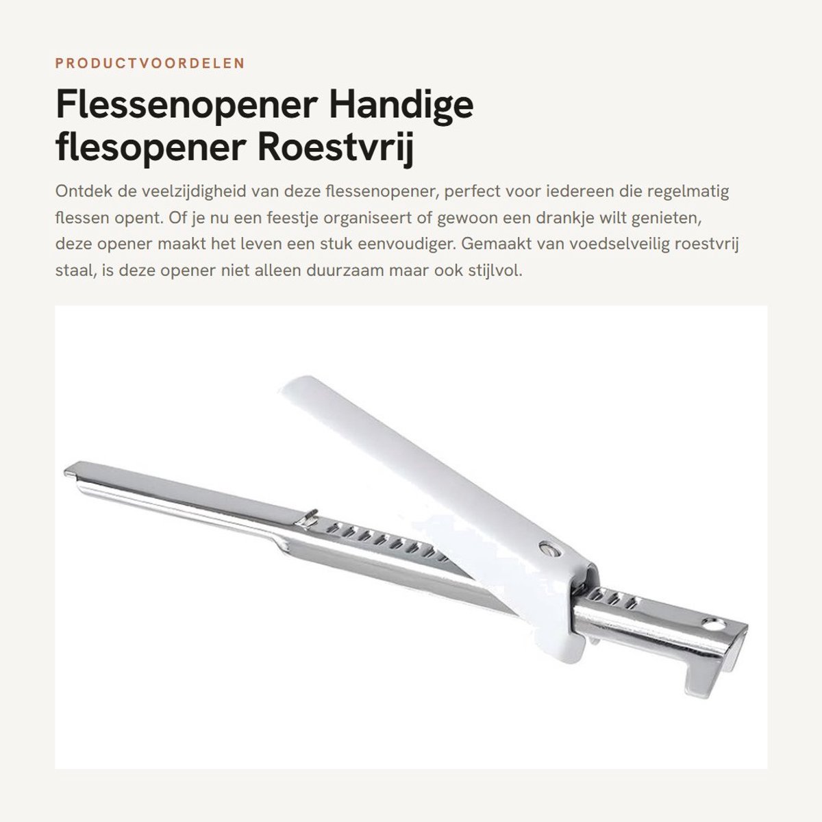 Dailygoods- Flesopener - Voedselveilig Roestvrij Staal - Verstelbaar - Glazen Opener - 19,9 x 2 cm - Lichtgewicht 100 g - Potopener