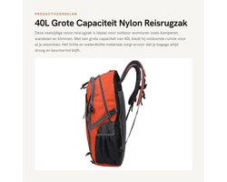 Dailygoods- Reisrugzak 40L Grote Capaciteit - Waterdicht Nylon - Verstelbare Schouderbanden - Ergonomisch Ontwerp - Meerdere Vakken - Ademend Achterpaneel - Backpack