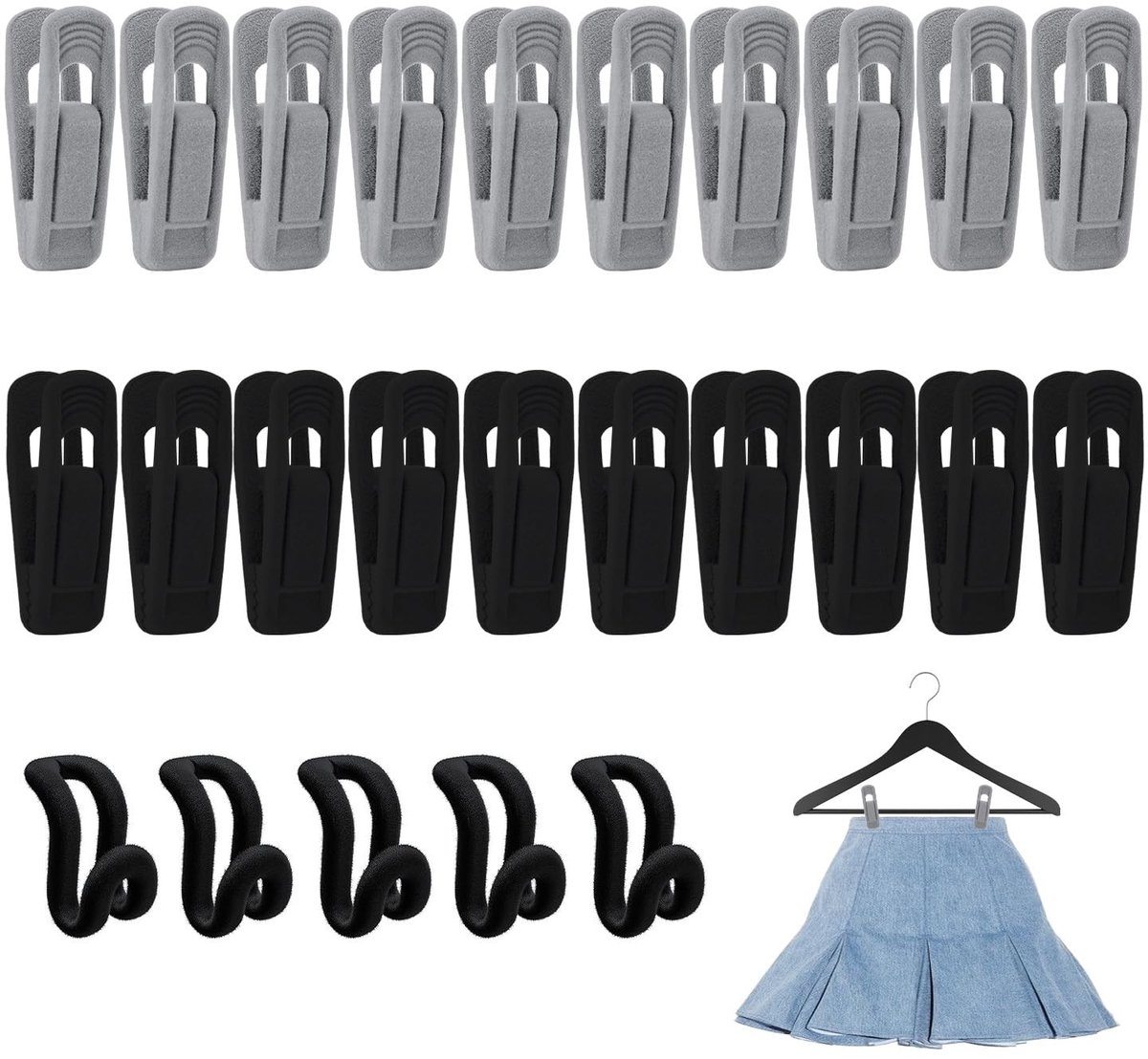 Dailygoods- Kleerhangerclips 20 stuks - Flocking Clips - Kleerhangerverbinders - Broekclips - Sterke Wasknijpers - Klein Formaat
