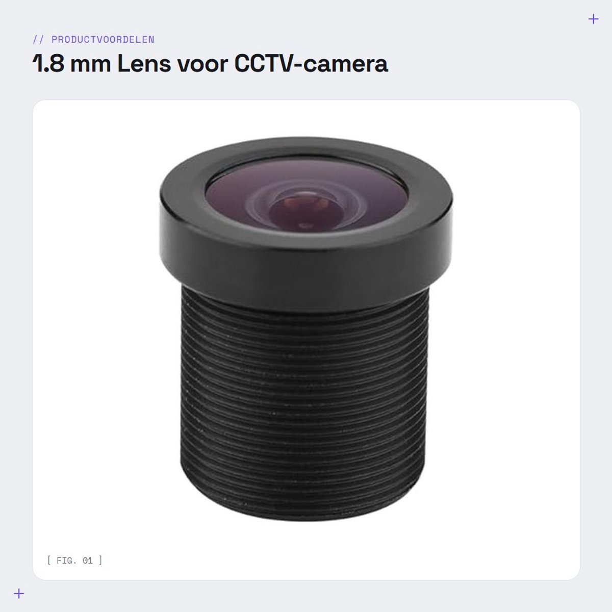 Dailygoods- Lens 1.8 mm - Groothoeklens 170° - Standaard Schroefdraad M12x0.5 - Diafragma F2.0 - Geschikt voor CCTV-camera's - Voor 1/3-inch/1/4-inch CCD-chipsets