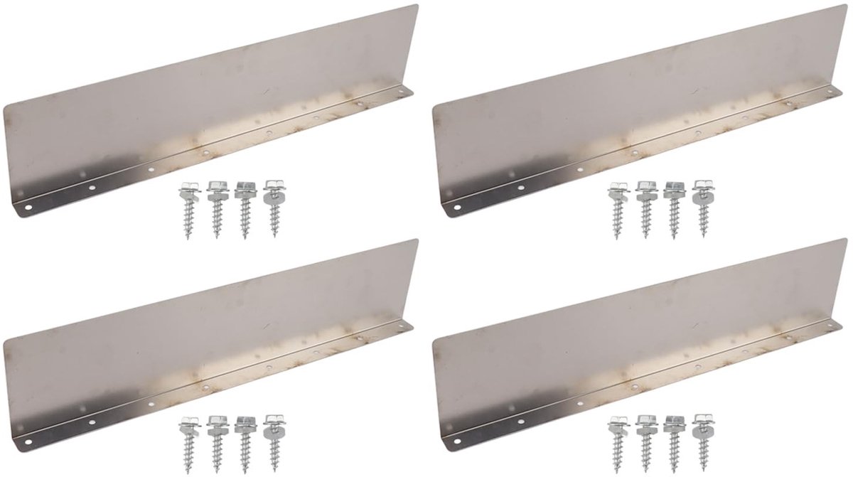 Dailygoods- Regenwater Diverter 4 Pack - Aluminium Gootbescherming - Spattenbescherming - 32 Schroeven - Voorkomt Stormschade - Gemakkelijk te Gebruiken