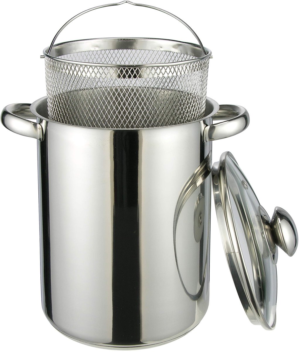 Dailygoods - Pasta- en Aspergepan - Hoge Kookpan - Ideaal voor Spaghetti en Asperges - 4 Liter - Met Zeef en Deksel - Geschikt voor Kookplaat