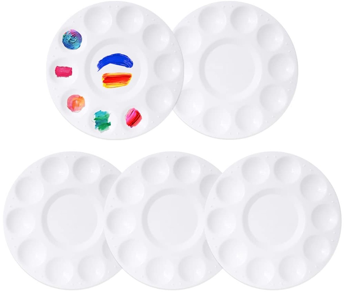Dailygoods- Verfpalet 5 Stuks - Ronde Palet - Kunststof - Aquarel/Olie - 16 cm - Duurzaam/Herbruikbaar - Schilderpalet