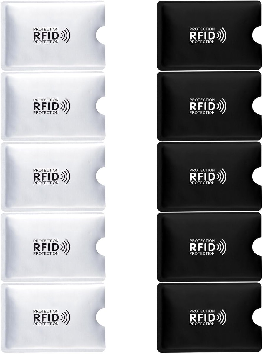 Dailygoods- Creditcardblok 10 Stuks - RFID-bescherming - NFC-blocker - Diefstalwerend Aluminiumfolie - Zilver/Zwart - Duurzaam - RFID-kaartbescherming