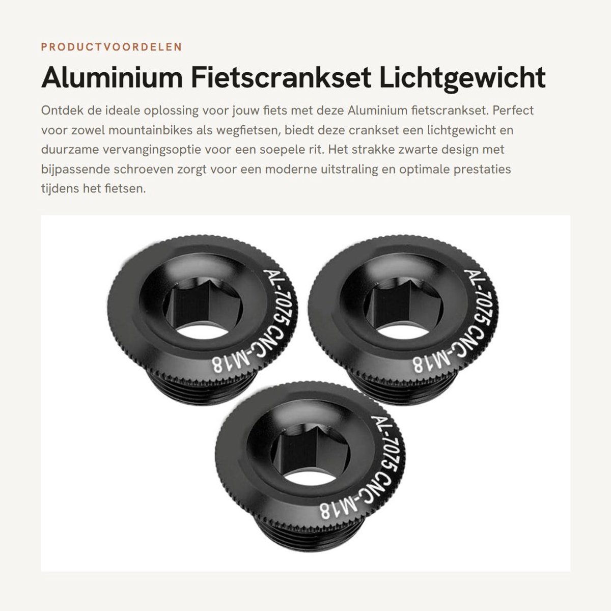 Dailygoods- Fietscrankset Aluminium - Lichtgewicht Crankstel - 18 mm Schroeven - Duurzame Crankarmset - Voor Mountainbike - Inclusief Zwarte Crankhoes - Crankarm