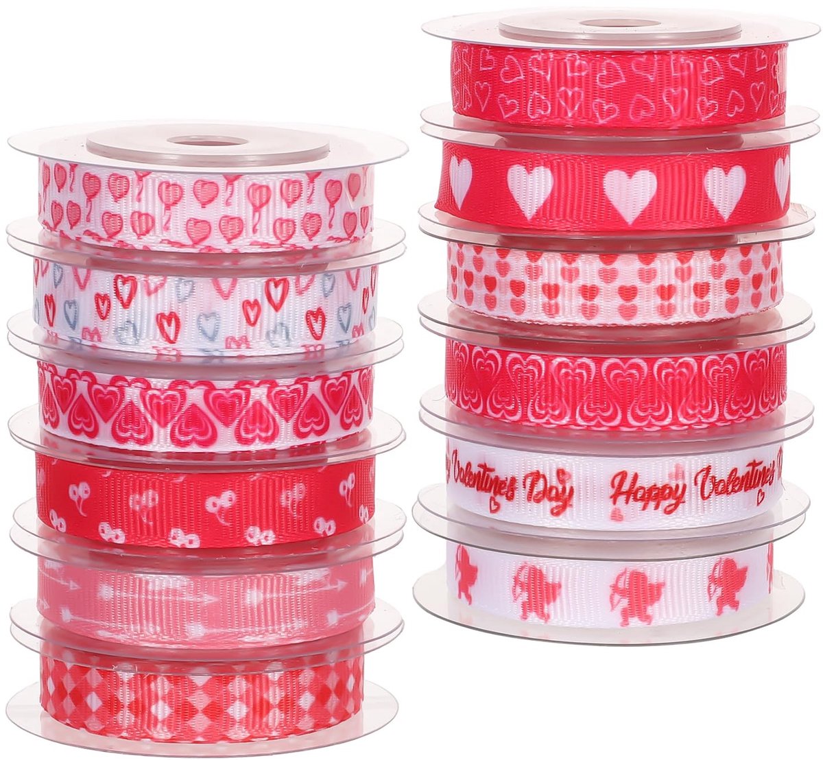 Dailygoods- Valentijnsdaglint 12 Rollen - Cadeaulint Hart - Cadeaustrik - Sierlint - Decoratie - Premium Materiaal - 1 cm x 4,5 m