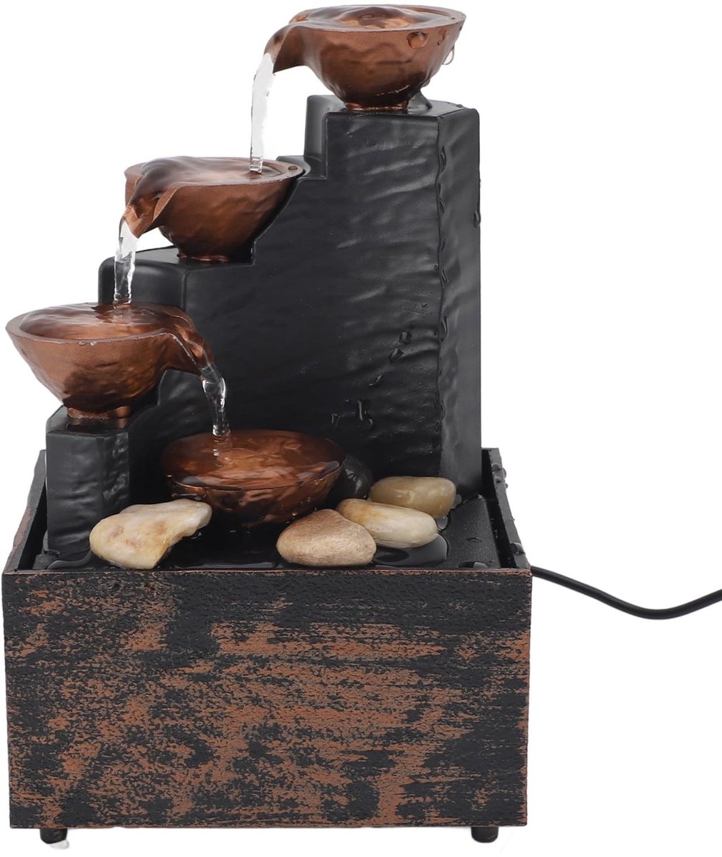 Dailygoods- Waterfontein Rijkdom Aantrekken - LED Verlichting - Kiezelstenen - Tafelblad - Rustgevend - Stijlvol Ontwerp - Decoratieve Fontein