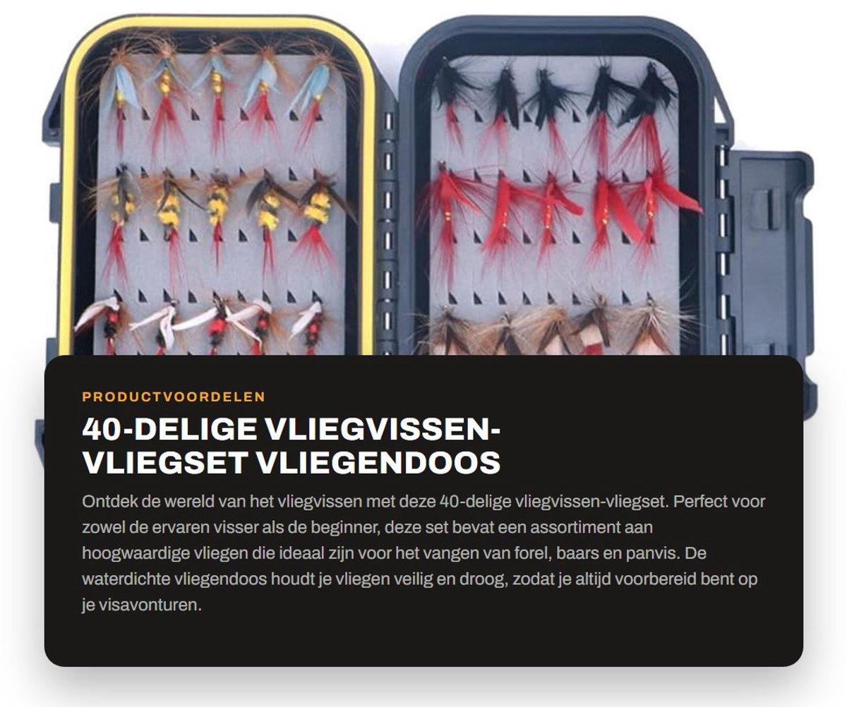 Dailygoods- Vliegset 40-delig - Waterdichte Vliegendoos - Vliegen voor Forel/Baars/Panvis - Nymphs - Handgebonden Vliegen - Effectief voor Stilstaand/Stromend Water