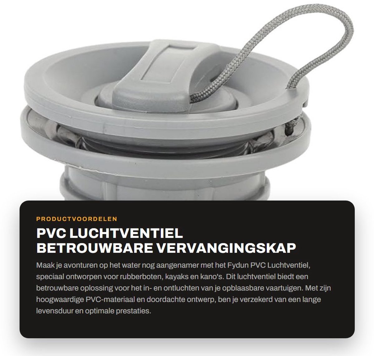 Dailygoods- Luchtklep PVC - Vervangingsdop voor Rubberboot/Kano - Geschikt voor Inflatable Boten - Dubbele Seal - Afmetingen: 6,5 cm x 4,3 cm x 5 cm - Bootventiel