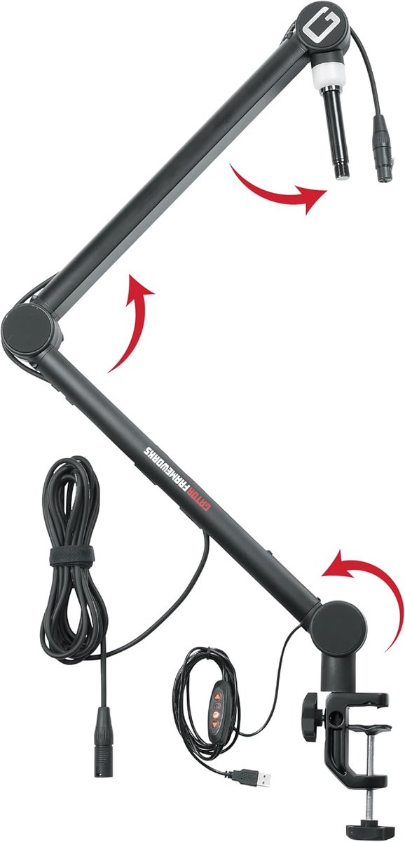 Microfoon Arm - Podcast Arm - Studio Opnames - Geïntegreerde Indicator - 94 cm Bereik - Blauw Violet Rood