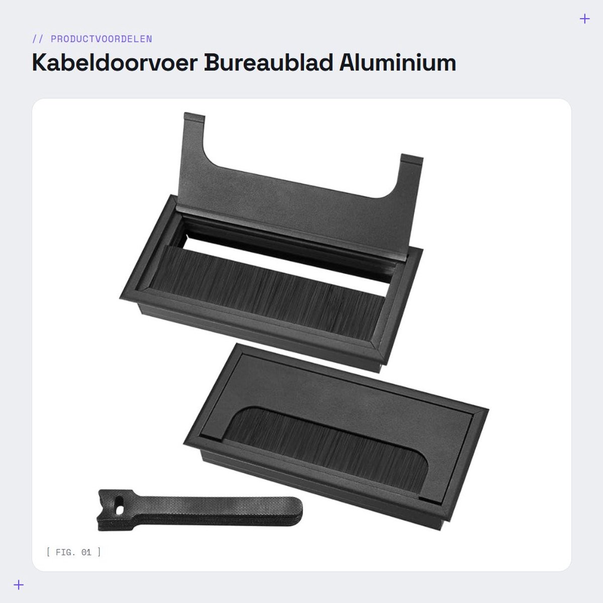 Dailygoods- Kabeldoorvoer Zwart Aluminium 160x80mm - Kabelgoot - Kabelinvoerkit - Kabelbinders - Duurzaam - Flexibele Borstelafdichting