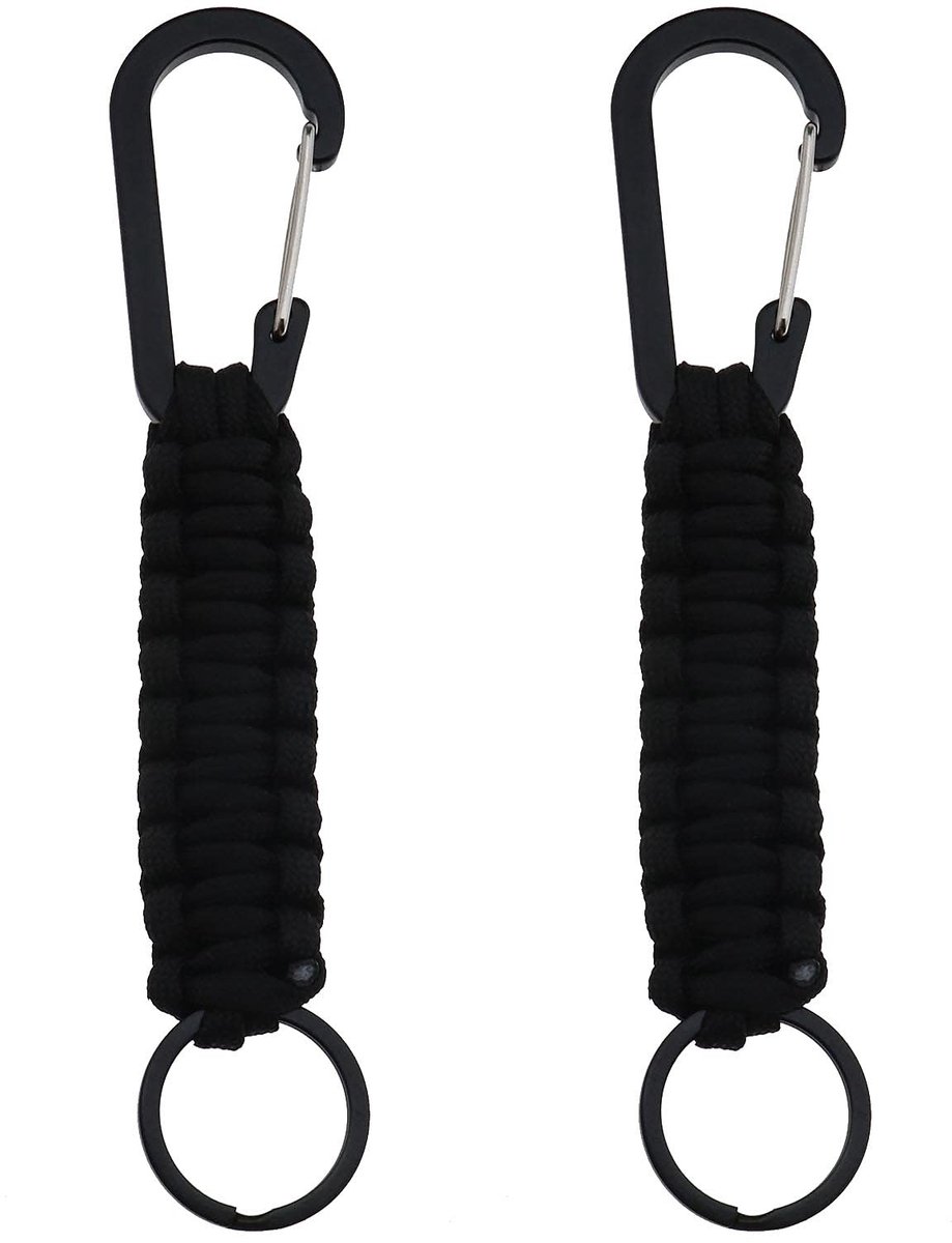 Dailygoods - Multifunctionele Sleutelhanger - Karabijnhaak Clips - Ideaal voor Reizen - Zwart - Sleutelhanger Accessoires - Voor Paraplu en Rugzak