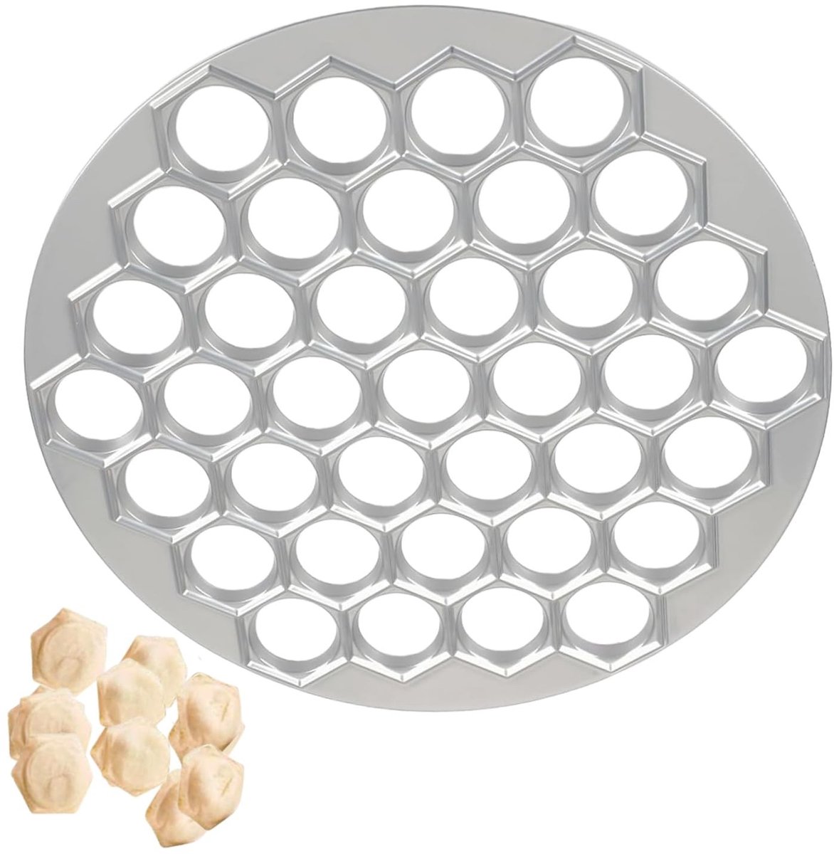 Dailygoods- Pelmeni Vorm 37 Gaten - Deegvormer - Aluminiumlegering - Ravioli Maker - Restaurantaccessoires - Diameter 25 cm - Deegvorm