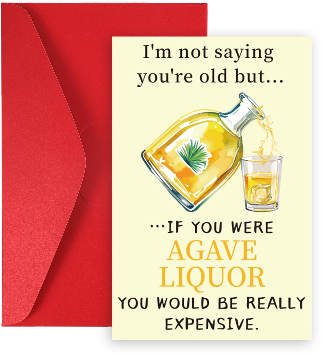 Dailygoods- Verjaardagskaart Grappig - Tequila Thema - 20,5x13,5 cm - Rode Envelop - Humoristische Wenskaart - Cadeau voor Hem/Haar