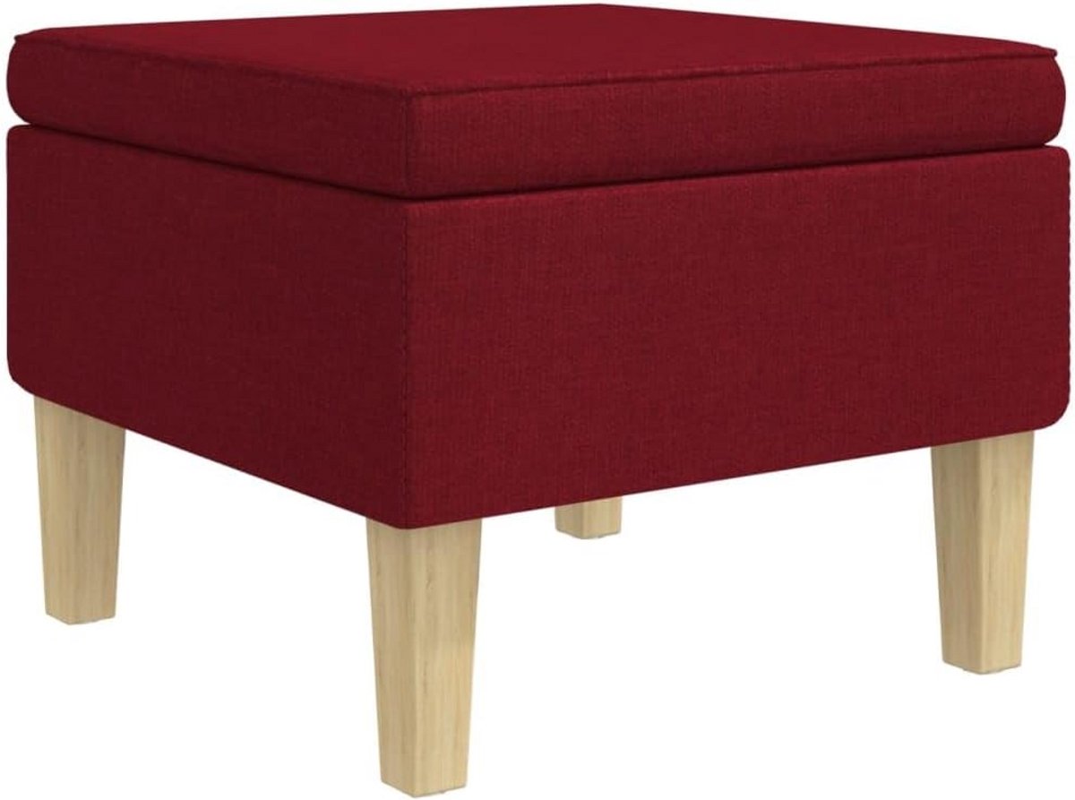 Zitkruk - Voetenbankje - Ontspannen Zitten - Met Houten Poten - 55 x 54.5 cm - Wijnrood