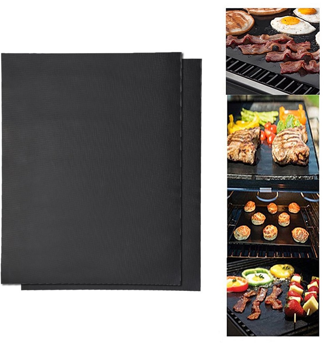 Dailygoods- Barbecuemat Hittebestendig Tot 500 Graden - Grillmat BBQ - Antiaanbaklaag - Glasvezel - 40 x 33 Cm - Set Van 2 Stuks