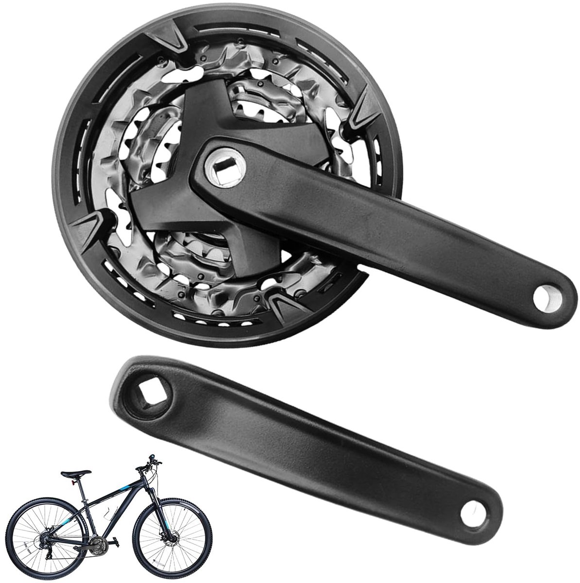 Dailygoods- Kettingwielgarnituur 170 mm - 7/8/9-speed Fiets Crankstel - Aluminiumlegering - Fietskettingwielgarnituur 22T/32T/42T - Mountainbike MTB - Zwart