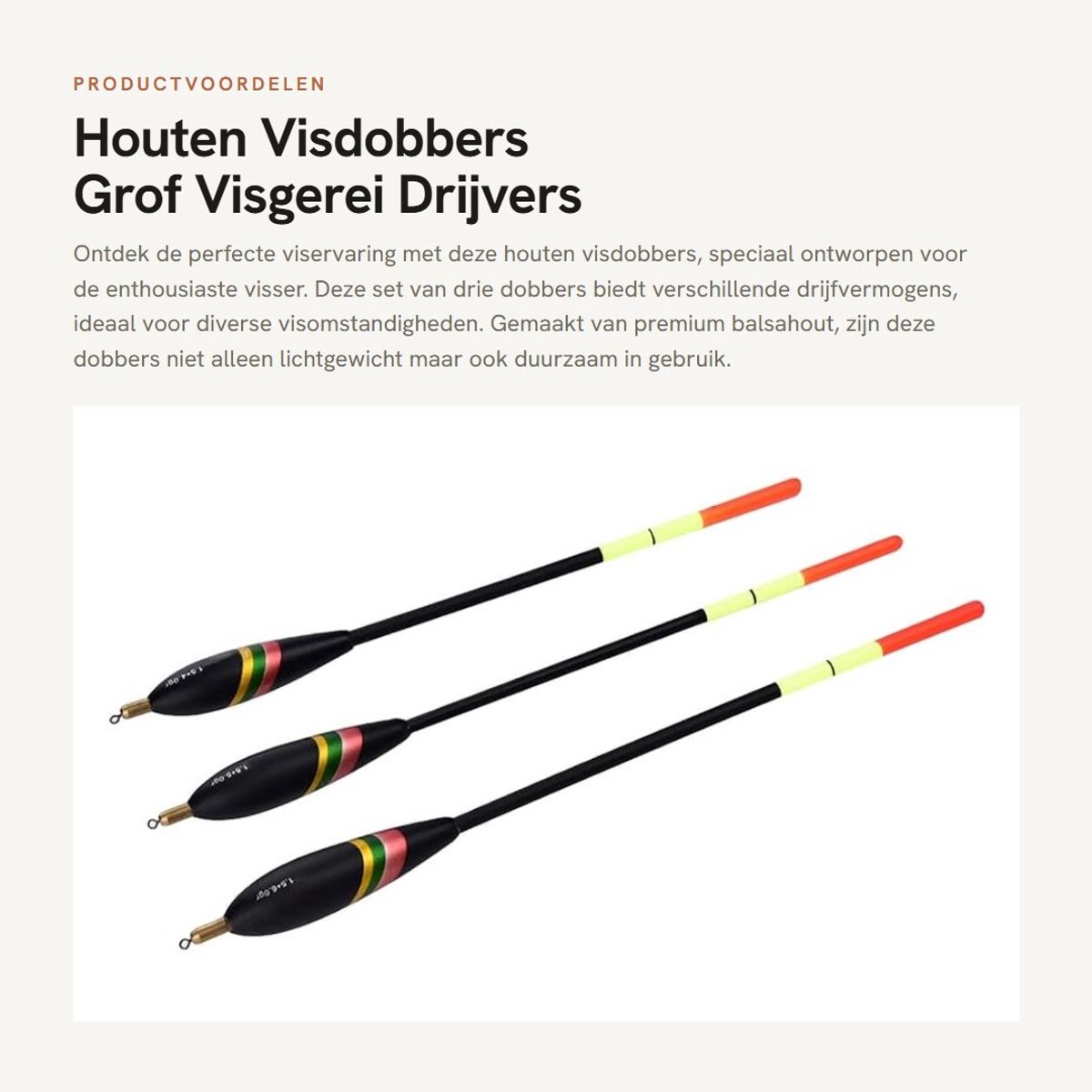 Dailygoods- Visdobbers 3 Stuks - Balsahout - Waterdicht - Antioxidant - Sterk Drijfvermogen - Kleurvast - Geschikt voor verschillende vissen - Vissersdobbers