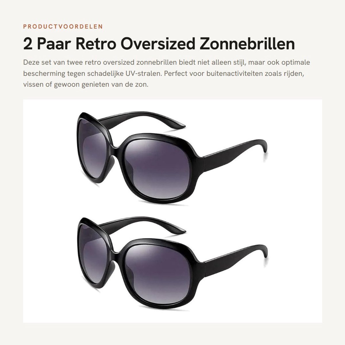 Dailygoods- Zonnebril Heren/Dames - UV400 Bescherming - Oversized - Gepolariseerde Lens - 2 Paar - Klassieke Stijl - Zonnebrillen