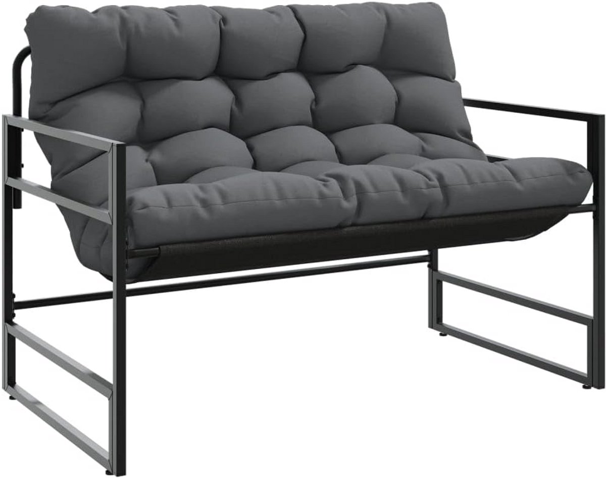 Tuinbank met kussen - Buitenbank balkon - Ontspannen buiten zitten - Stevig stalen frame - 113 cm breed - Antraciet