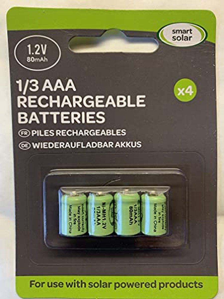 Oplaadbare Batterijen - Accu's - Zonne-energie Producten - 1/3 AAA Formaat - 80 mAh - Zilver