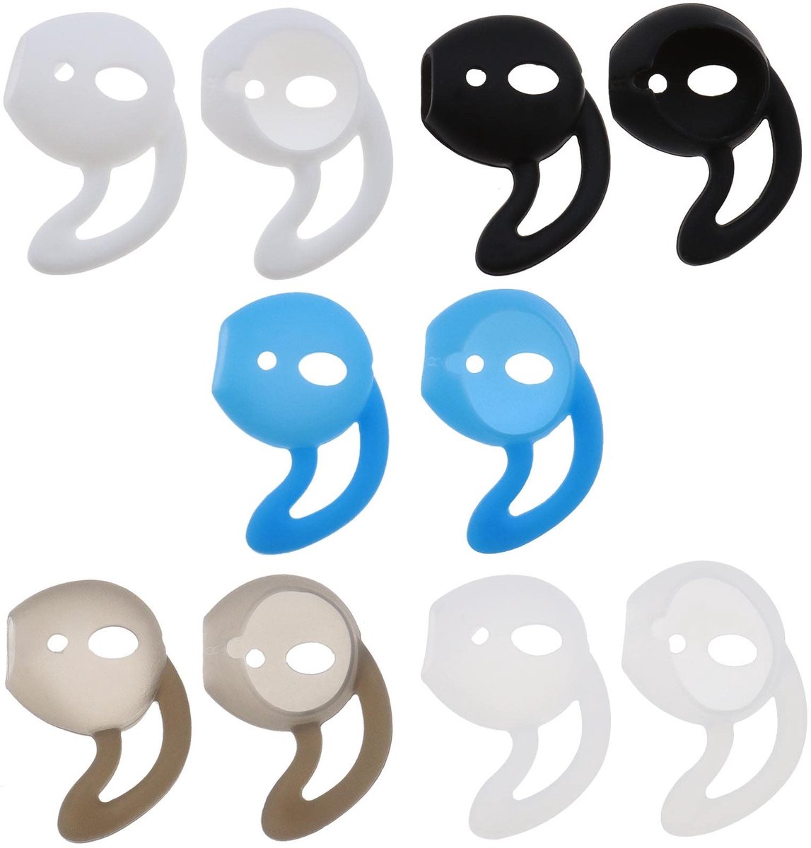 Dailygoods - Oordopjes Oorbeugel - Antislip Accessoires - 5 Paar - Siliconen Haakjes - Geschikt voor AirPods 1 & 2 - Diverse Kleuren