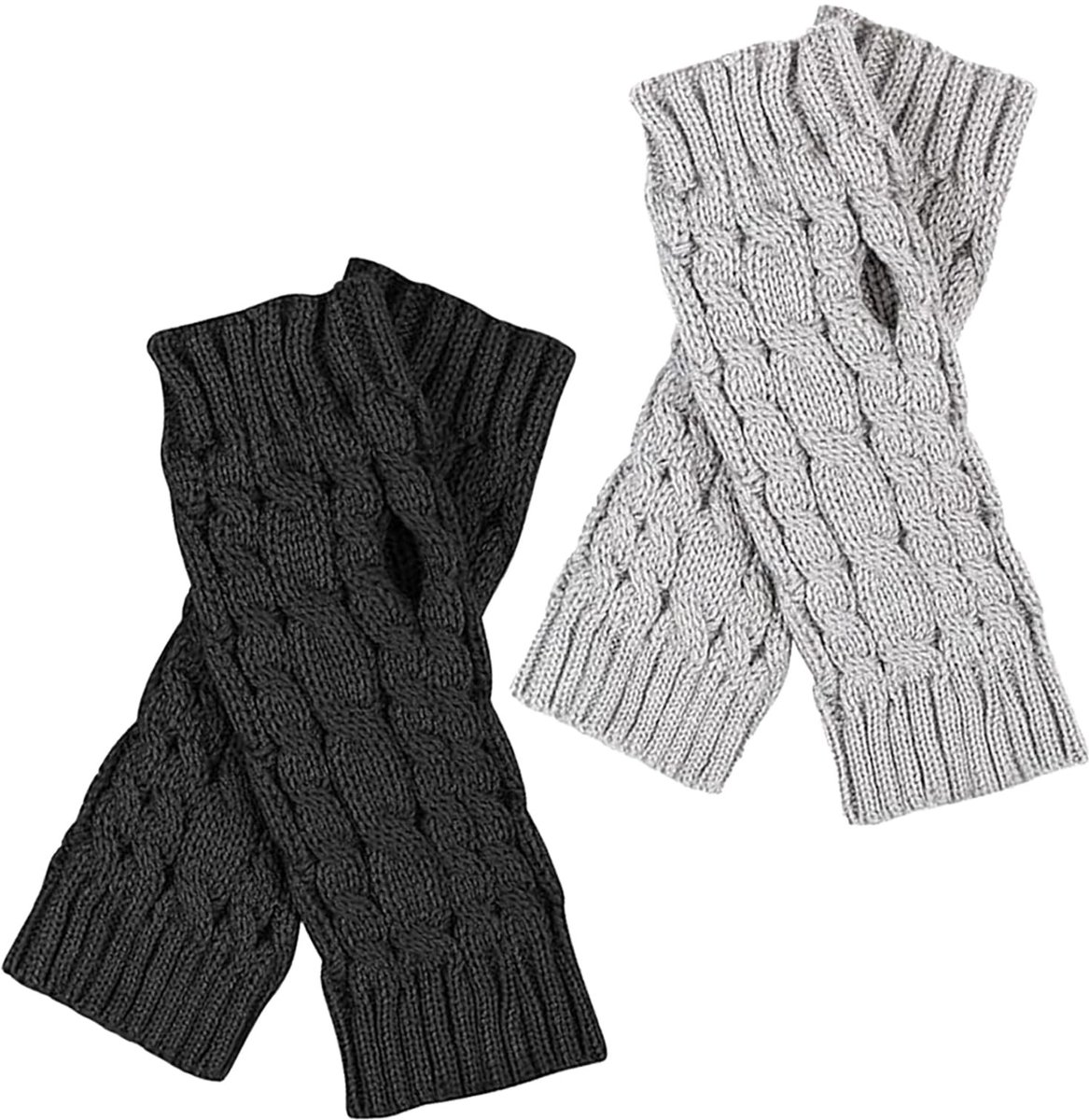 Dailygoods- Vingerloze Handschoenen - 2 Paar Gebreide Winterhandschoenen - Polswarmers - Armwarmers - Uniseks - Hoogwaardige Stof