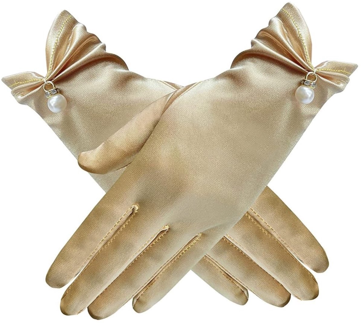 Dailygoods- Handschoenen Dames Korte Satijnen - Bruidshandschoenen - Avondhandschoenen - Feesthandschoenen - Halloweenhandschoenen - Comfortabel Polyester - Dameshandschoenen